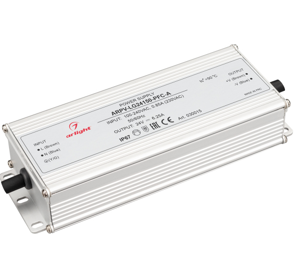 Драйвер Arlight 24V 150Вт IP67 180x67,5x35,5 ARPV-LG24150-PFC-A (24V, 6.25A, 150W)