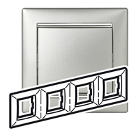 Legrand Valena  Алюминий/Серебро Рамка штрих  4-местная универсальная /770354