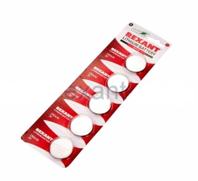 Элемент питания REXANT  CR2430 3V 300 mAh блистер BL5 30-1109 (кратно 5)