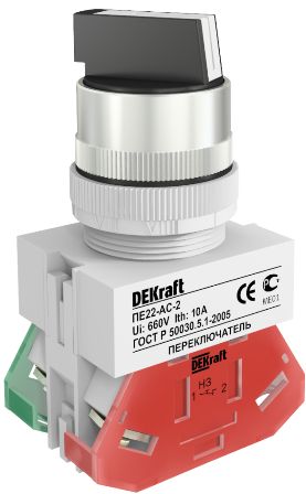 Арматура светосигнальная DEKraft 25051DEK Переключатель на 2 фиксированных положения I-O стандартная ручка 1НО+1НЗ 4P 