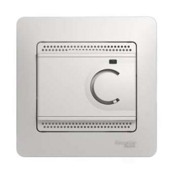 Schneider Electric Glossa  Белый Термостат электронный теплого пола с датчиком 10A, в сборе с рамкой IP20 скрытая установка GSL000138