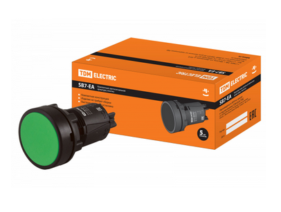 Кнопка переключатель SB7-EA35 d22мм 1з+1р зеленая TDM