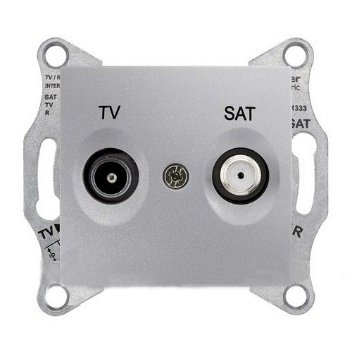 Schneider Electric Sedna Алюминий Розетка механизм TV/SAT проходной 4dB IP20 скрытая установка SDN3401960