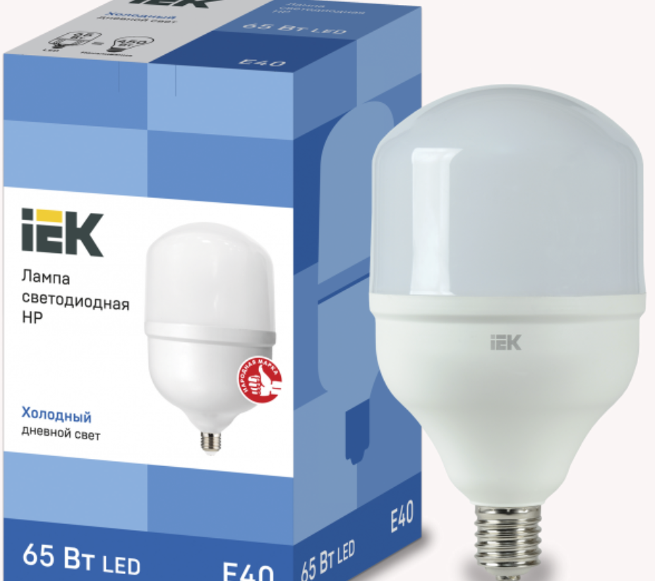 Светодиодная лампа  IEK  65Вт  230В  6500К  E40
