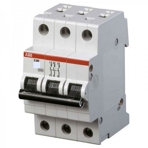 Выключатель автоматический  3П  63А  характеристика C  4,5кА  ABB  SH203L  C 63 2CDS243001R0634