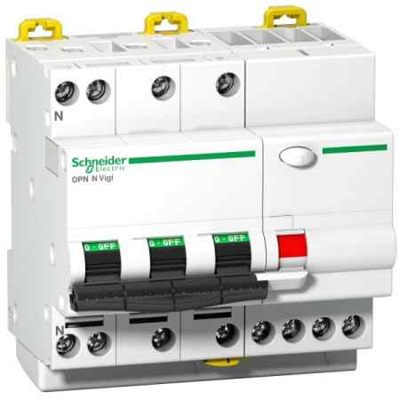 Дифференциальный автомат  4П    6А  30мA  Schneider Electric  Acti9  характеристика С  тип АС  DPN N VIGI 4П 6кА 6А C 30мА AC A9D31706