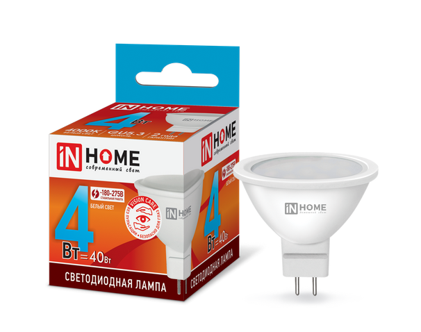 Светодиодная лампа  IN HOME  JCDR   4Вт  230В  4000К  GU5.3
