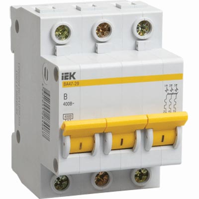 Выключатель автоматический  3П  40А  характеристика B  4,5кА  IEK  ВА47-29