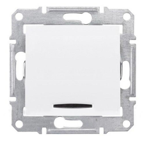 Schneider Electric Sedna  Белый Выключатель механизм 1-клавишный с синей подсветкой 10А IP20 скрытая установка SDN1400121