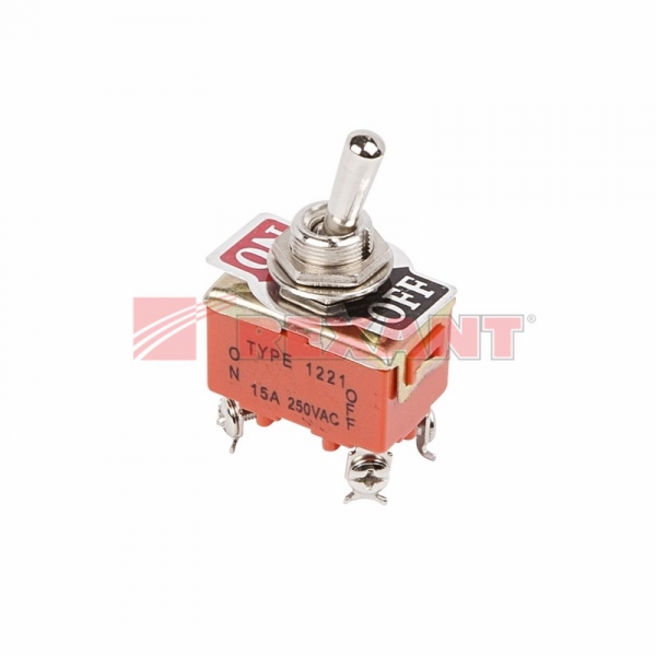 Тумблер 250V 15А (4c) ON-OFF двухполюсный  (KN-201)  REXANT 36-4130 (кратно 10)