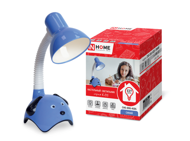Светильник IN HOME СНО-DOG-СИНИЙ-KIDS на основании 60Вт E27 СИНИЙ (короб.)