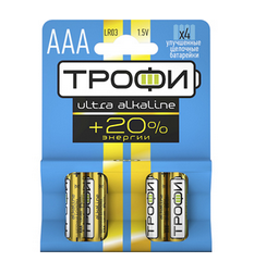 Элемент питания ТРОФИ LR03-4BL ULTRA/ENERGY MAX (кратно 4)