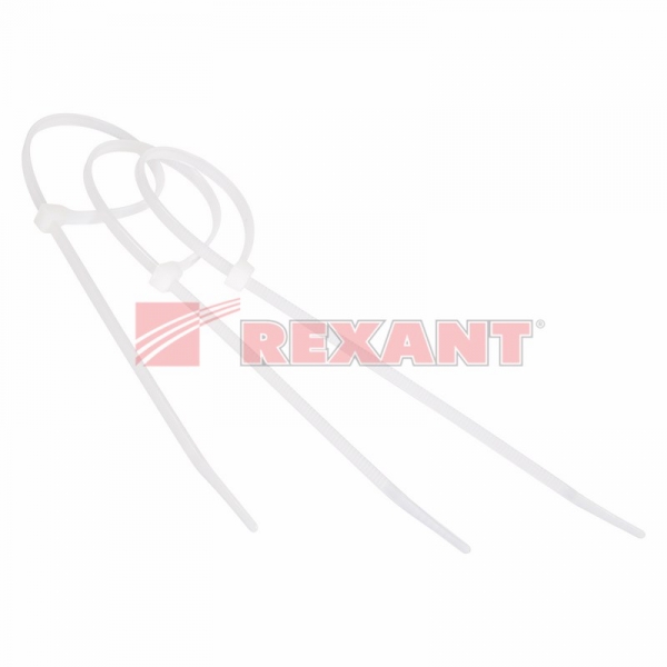 Хомут (стяжка) нейлон  5.0 x 300  бел.  (100шт)  проф.  REXANT 07-1302-1 07-1302-1