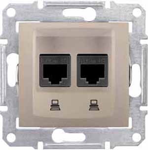 Schneider Electric Sedna Титан Розетка механизм компьютерная 2-местная RJ45 категория 6, неэкранированная UTP с пружинными зажимами IP20 скрытая установка SDN4800168