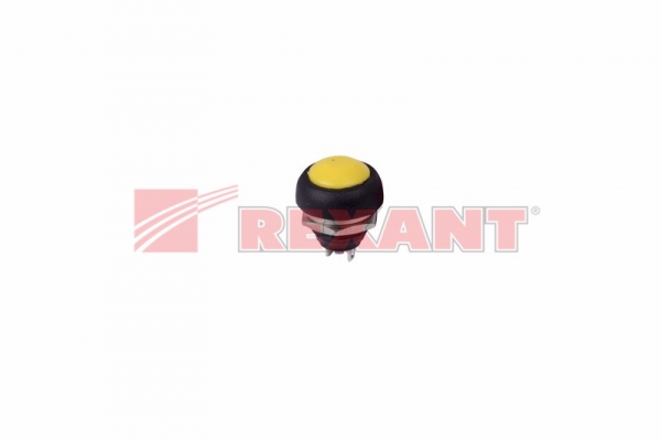 Выключатель-кнопка  250V 1А (2с) (ON)-OFF  Б/Фикс  желтая  Micro (PBS-33В)  REXANT 36-3052