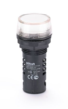 Арматура светосигнальная/лампа коммутационная ADDS 22 мм LED белый 220В AC/DC ЛK-22 DEKraft 25121DEK