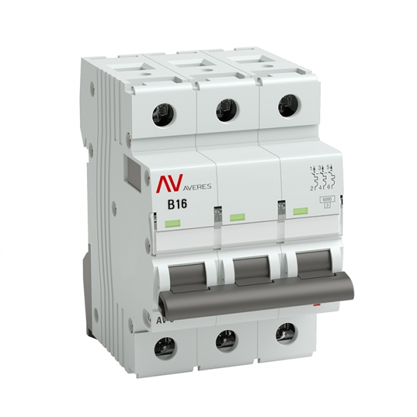 Выключатель автоматический AV-6 3P 16A (B) 6kA  EKF AVERES