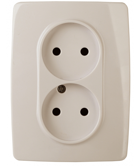 ЭРА  Эра12  Слоновая Кость  Розетка 2X2P, 16АХ-250В 12-2107-02