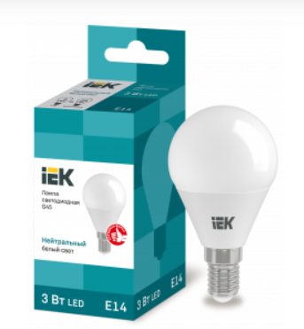 Светодиодная лампа IEK G45 3Вт 230В 4000К E14
