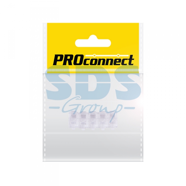 Разъем телефонный на кабель, штекер 4Р4С (Rj-10), под обжим (5шт.) (пакет)  PROconnect 05-1001-9