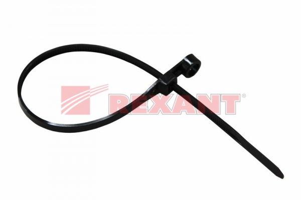 Хомут (стяжка) нейлон  4.3 х  200  черн.  (100шт)  под винт  REXANT 07-0205 07-0205