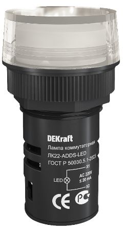 Арматура светосигнальная DEKraft 25001DEK Лампа коммутационная ADDS 22 мм Цвет: белый LED 220В ЛK-22