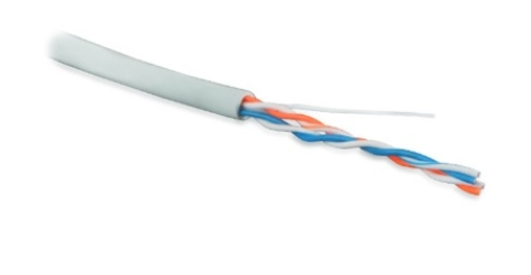 UUTP2-C5-S24-IN-PVC-GY-500 (UTP2-C5E-SOLID-GY-500) (500 м) Кабель витая пара, неэкранированная U/UTP, категория 5, 2 пары (24 AWG), одножильный (solid), PVC, -20°C – +75°C, серый Hyperline