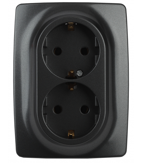 ЭРА  Эра12  Антрацит  Розетка 2X2P+E Schuko, 16АХ-250В 12-2106-05