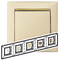 Legrand Valena  Слоновая Кость/Золото Рамка штрих 5-местная универсальная /774155