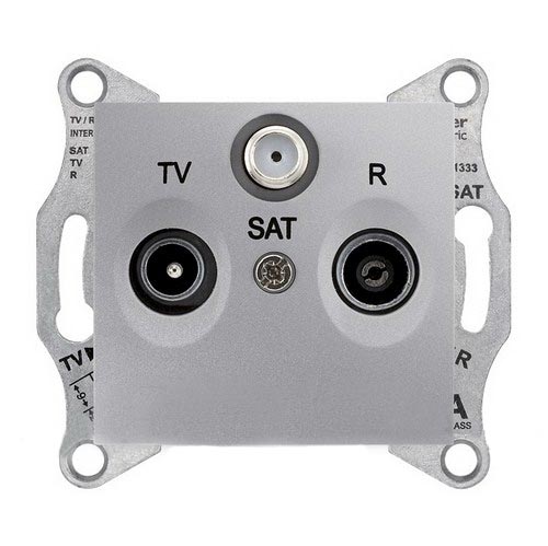 Schneider Electric Sedna Алюминий Розетка механизм TV/R/SAT проходной 4dB IP20 скрытая установка SDN3501460