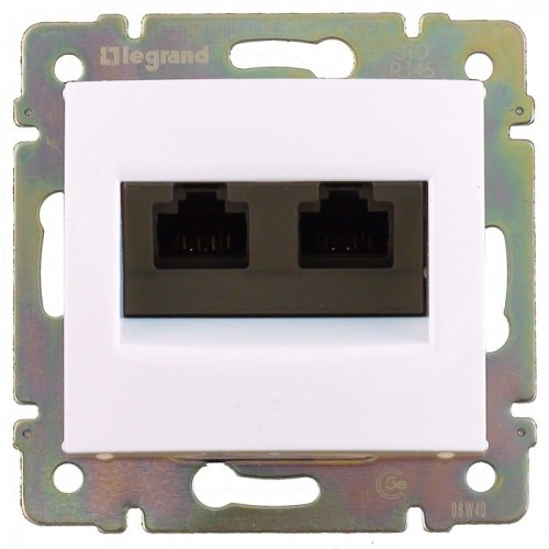 Legrand Valena  Белый Розетка механизм компьютерная 2-местная с захватами RJ45 UTP категория 5е 774231 индивидуальная упаковка DIY (кратно 1)