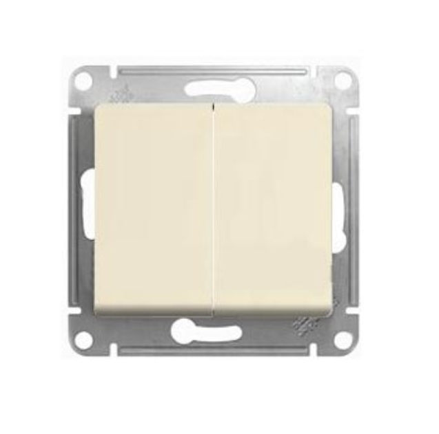 Schneider Electric Glossa  Бежевый Переключатель 2-клавишный схема6, механизм IP20 скрытая установка GSL000265