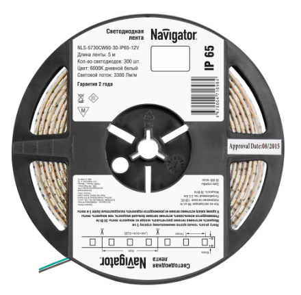 Лента светодиодная Navigator IP65  12V  30Вт/м  6000К  71 698 NLS-5730CW60-30 R5  СД  повышенная мощность  (1упаковка- 5м) (кратно 5)