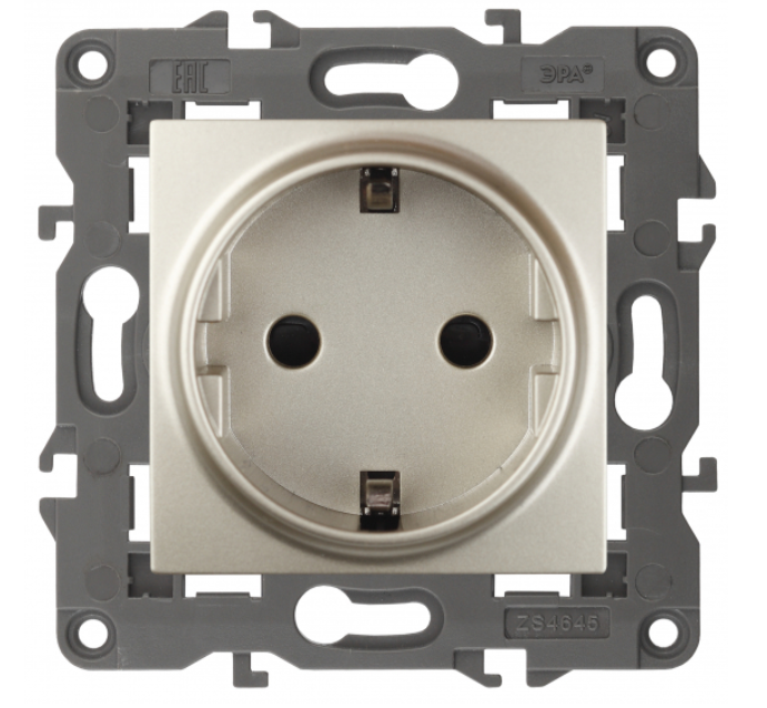 ЭРА  Elegance  Шампань  Розетка 2P+E Schuko, 16A-250В, IP20  14-2101-04