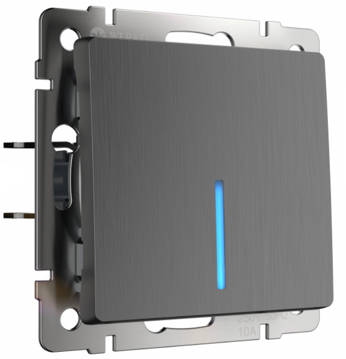 Werkel Графит Рифленый Выключатель 1-клавишный с подсветкой  WL04-SW-1G-LED/ a046615/a050749 (W1110104)