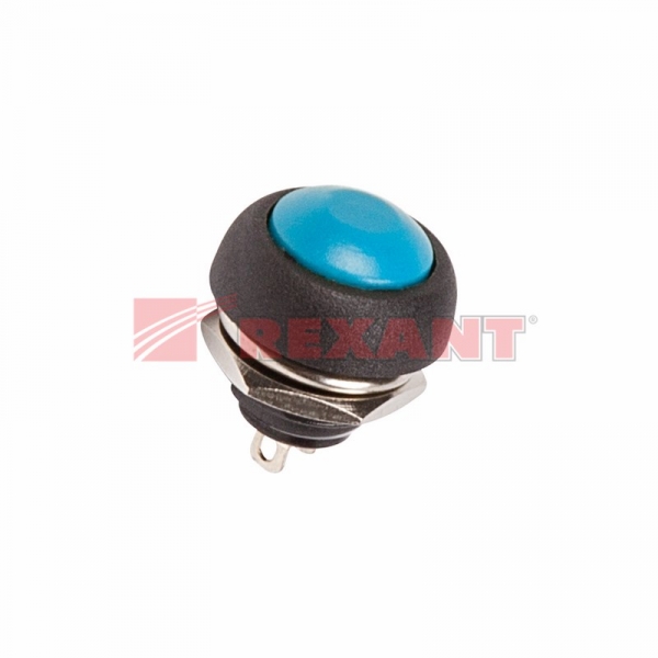 Выключатель-кнопка  250V 1А (2с) (ON)-OFF  Б/Фикс  синяя  Micro (PBS-33В)  REXANT 36-3051