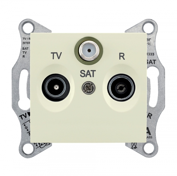 Schneider Electric Sedna  Бежевый Розетка механизм TV/R/SAT проходной 4dB IP20 скрытая установка SDN3501447