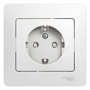Schneider Electric Glossa  Белый Розетка с заземляющими контактами со шторками, в сборе с рамкой IP20 скрытая установка GSL000144