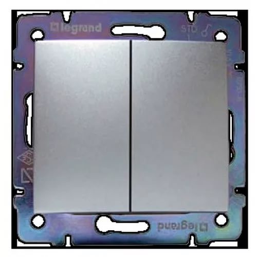 Legrand Valena  Алюминий  Выключатель механизм 2-клавишный 10А 250В  770105 индивидуальная упаковка DIY