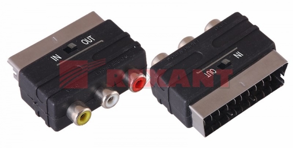 Переходник  SCART - 3гн.RCA  (с переключателем)  REXANT 17-1063