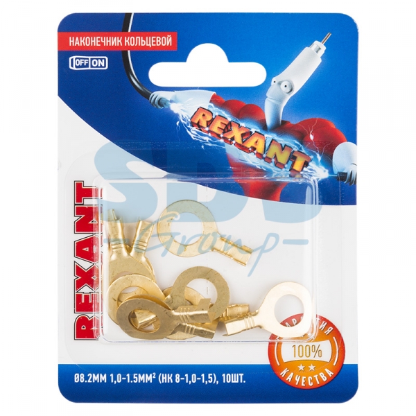 Наконечник кольцевой ø8.2мм 1.0-1.5мм² (НК 8-1,0-1,5 / DJ431-8В)  REXANT (в упаковке 10шт.)