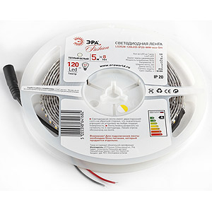 Светодиодная лента ЭРА IP20  12V   9,6Вт/м  3000К  LS3528-120LED--WW-eco-(1уп.-5м)