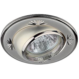 Точечный светильник ЭРА KL5AT PS/N литой круг. пов. с гравировкой MR16,12V, 50W перламутровое серебро/никель
