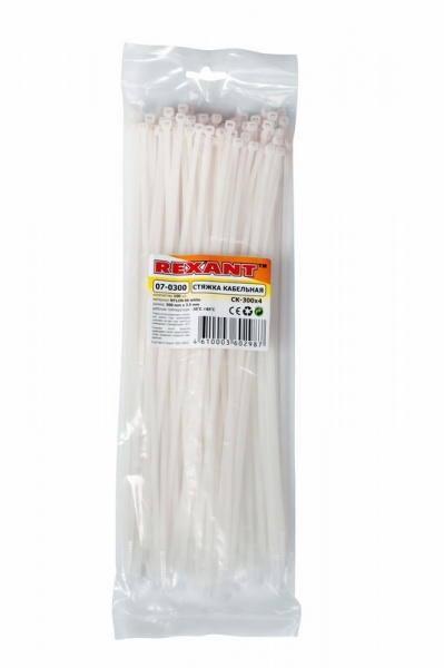 Хомут (стяжка) нейлон  2.5 х 120  бел.  (100шт)  REXANT 07-0120 07-0120