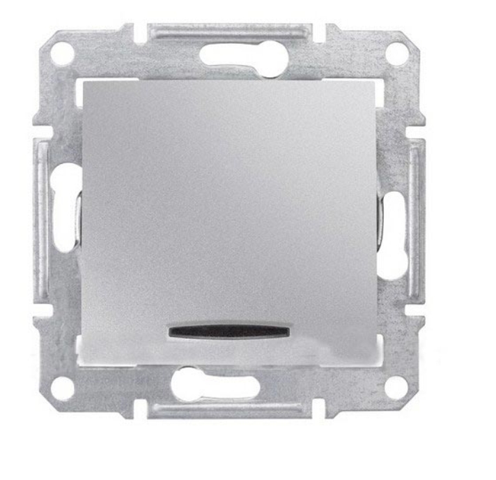 Schneider Electric Sedna Алюминий Выключатель механизм 1-клавишный с синей подсветкой10А IP20 скрытая установка SDN1400160