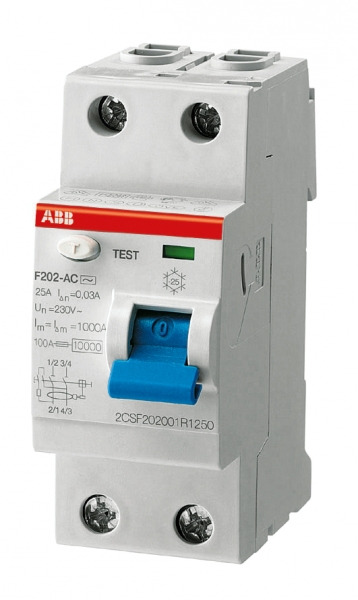 Устройство защитного отключения  2П  16А  10мА  ABB  F202  тип А  2CSF202101R0160