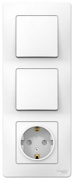 Schneider Electric  BLANCA  Белый  Блок. розетка с заземляющими контактами, со шторками 16А, 250В+выключатель 1-клавишный с подсветкой+выключатель 1-клавишный IP20  скрытая установка BLNBS101101
