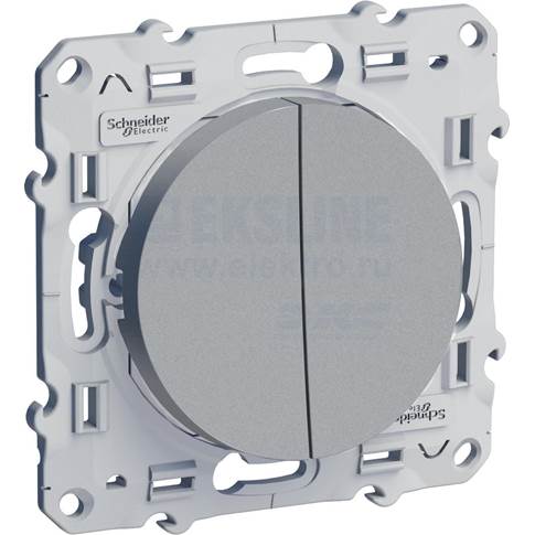 Schneider Electric ODACE Алюминий Выключатель механизм 2-клавишный 10А S53R211