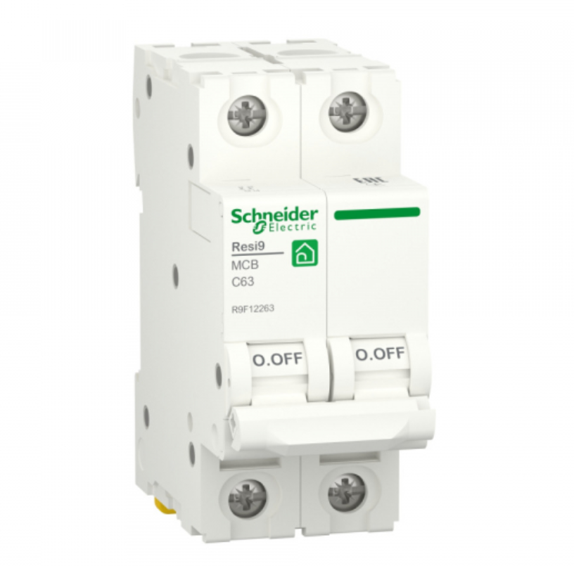 Выключатель автоматический  2П  63А  характеристика С 6000A (АВ) RESI9 Schneider Electric R9F12263