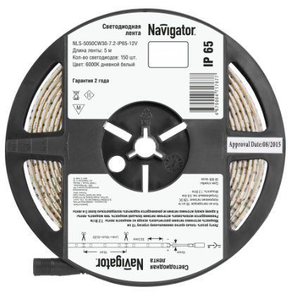 Лента светодиодная Navigator IP65  12V   7.2Вт/м  6000К  71 767 NLS-5050СW30  R5  СД (1 упаковка- 5 метров) (кратно 5)